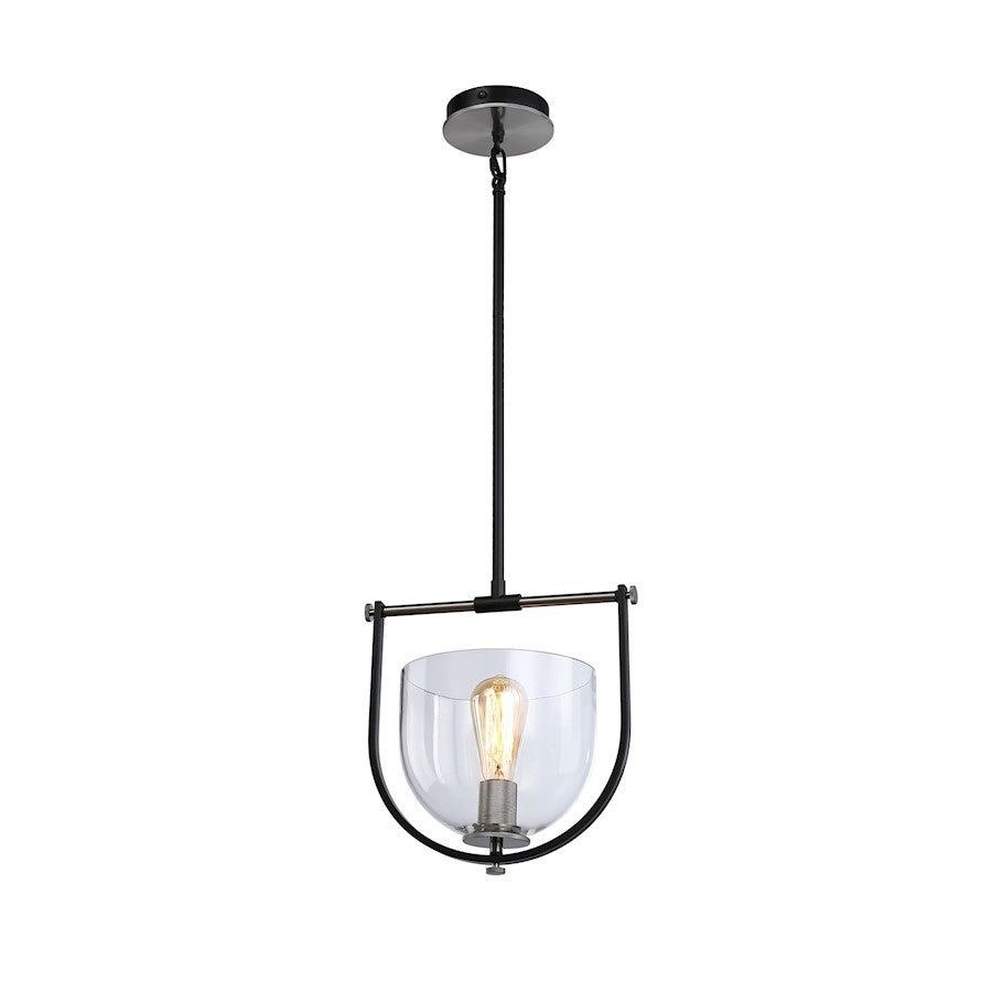 Artcraft Cheshire 1-Light Pendant, Black/Nickel/Clear - AC11741NB