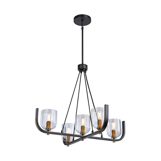 Artcraft Cheshire 5-Light Chandelier, Black/Brass/Clear - AC11746BB