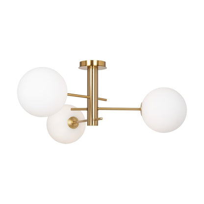 Artcraft Aurelia 3 Light Semi-Flush Mount, Brass