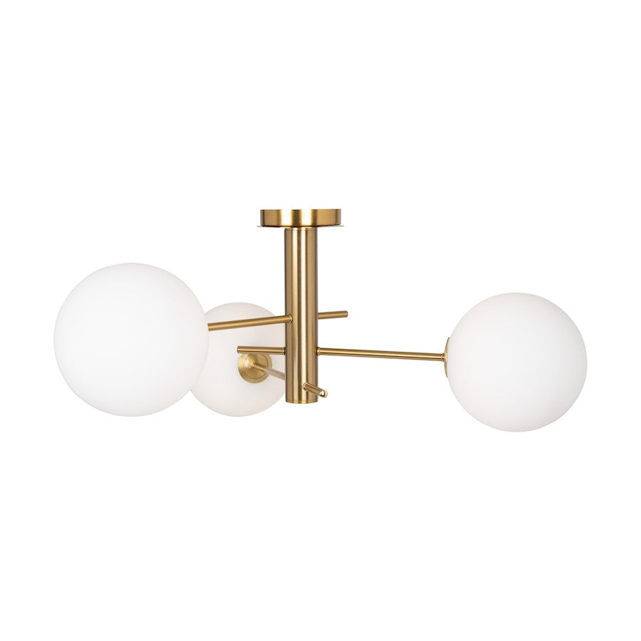 Artcraft Aurelia 3 Light Semi-Flush Mount, Brass