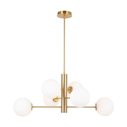 6 Light 31" Chandelier, Brass