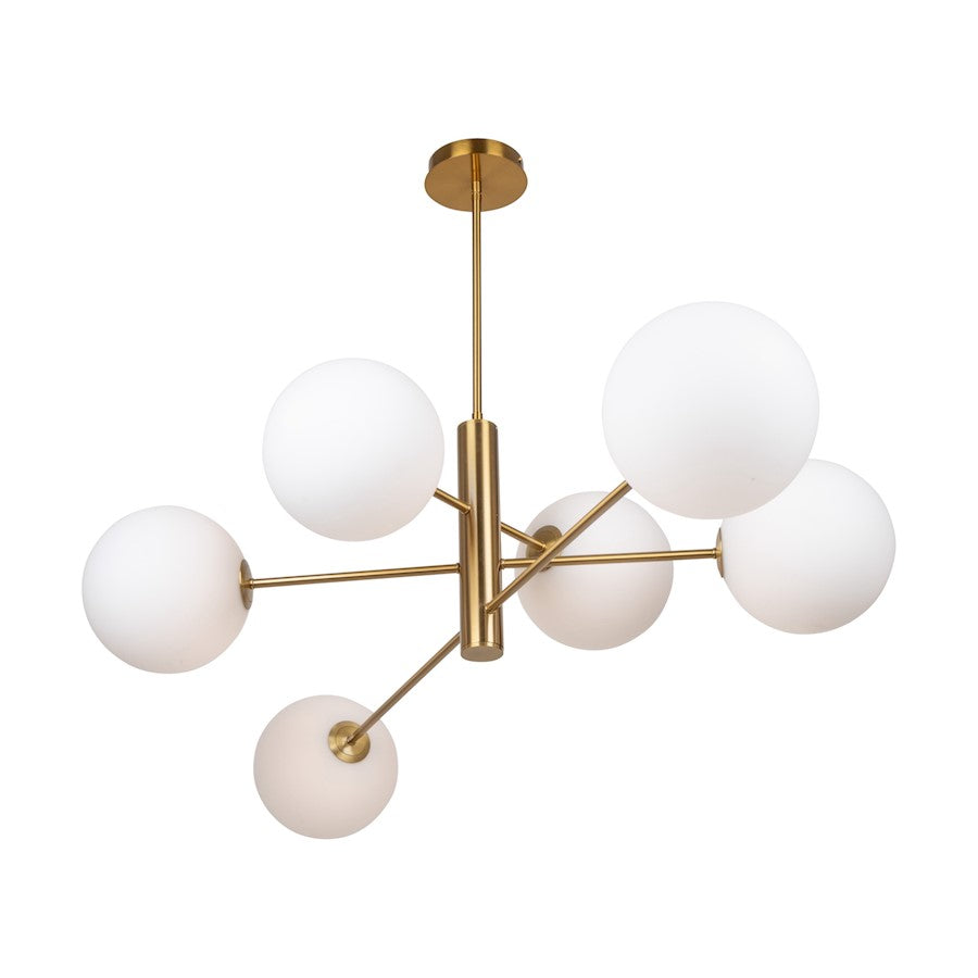 6 Light 48" Chandelier, Brass