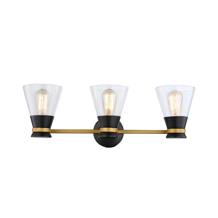 3 Light Bathroom Vanity Light, Black