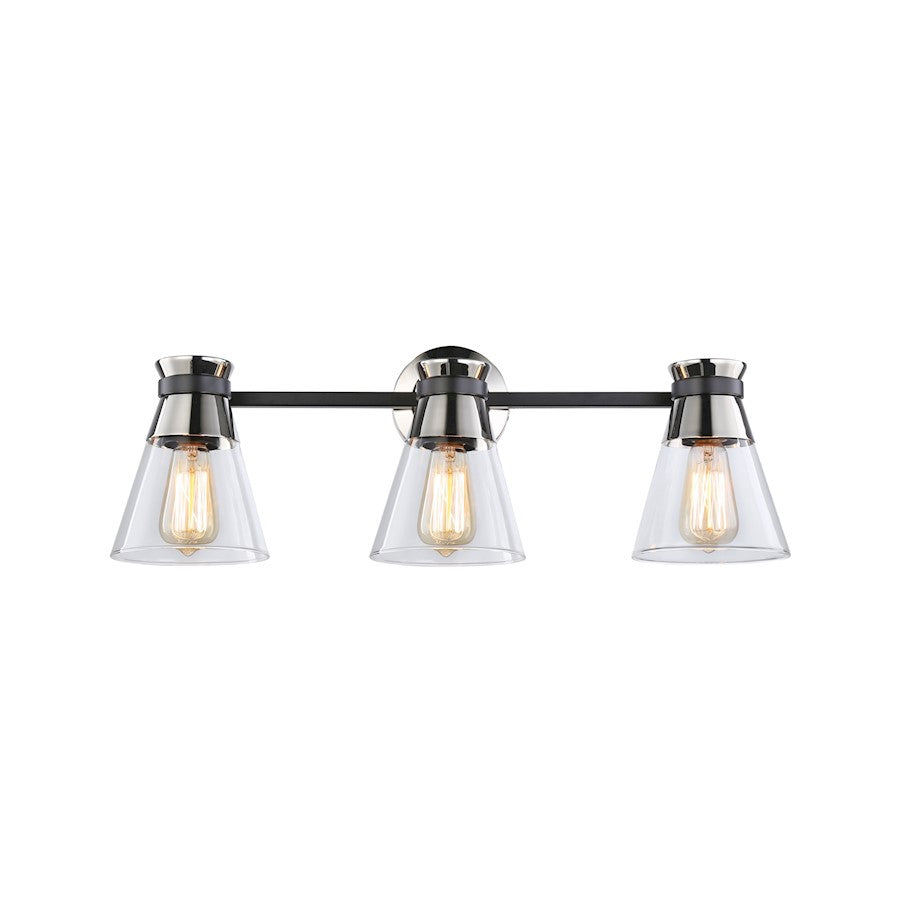 3 Light Bathroom Vanity Light, Black