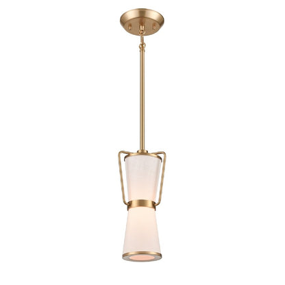 Artcraft Layla 1 Light Pendant, Brushed Brass/White - AC11830BB