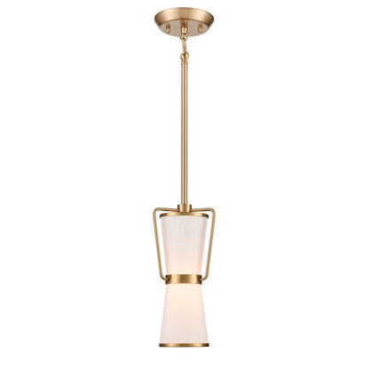 1 Light Pendant, Brushed Brass/White