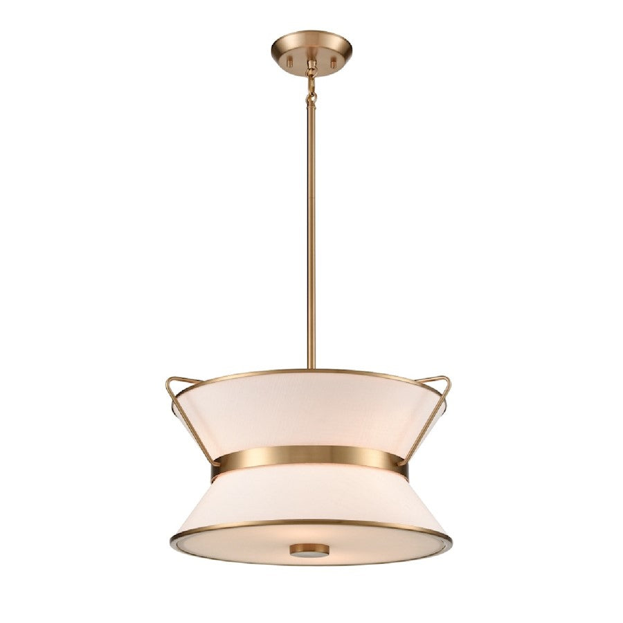 Artcraft Layla 17" Diameter 4 Light Chandelier, Brushed Brass/White - AC11831BB