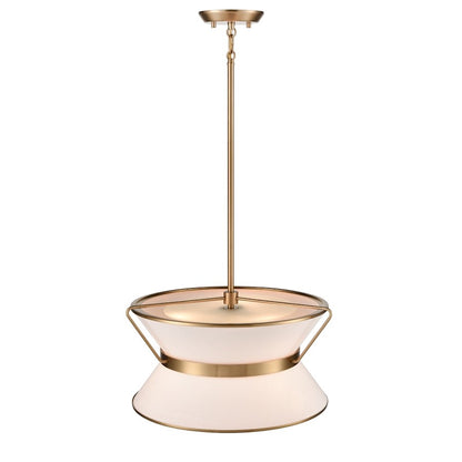 17" Diameter 4 Light Chandelier, Brushed Brass