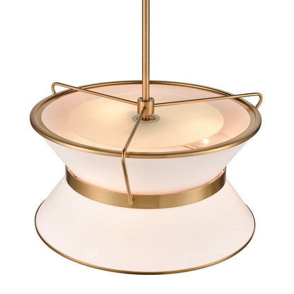 17" Diameter 4 Light Chandelier, Brushed Brass