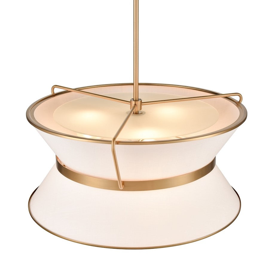 6 Light Chandelier, Brushed Brass