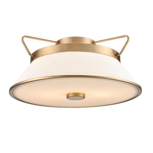 Artcraft Layla 2 Light Semi Flush Mount, Brushed Brass/White - AC11833BB