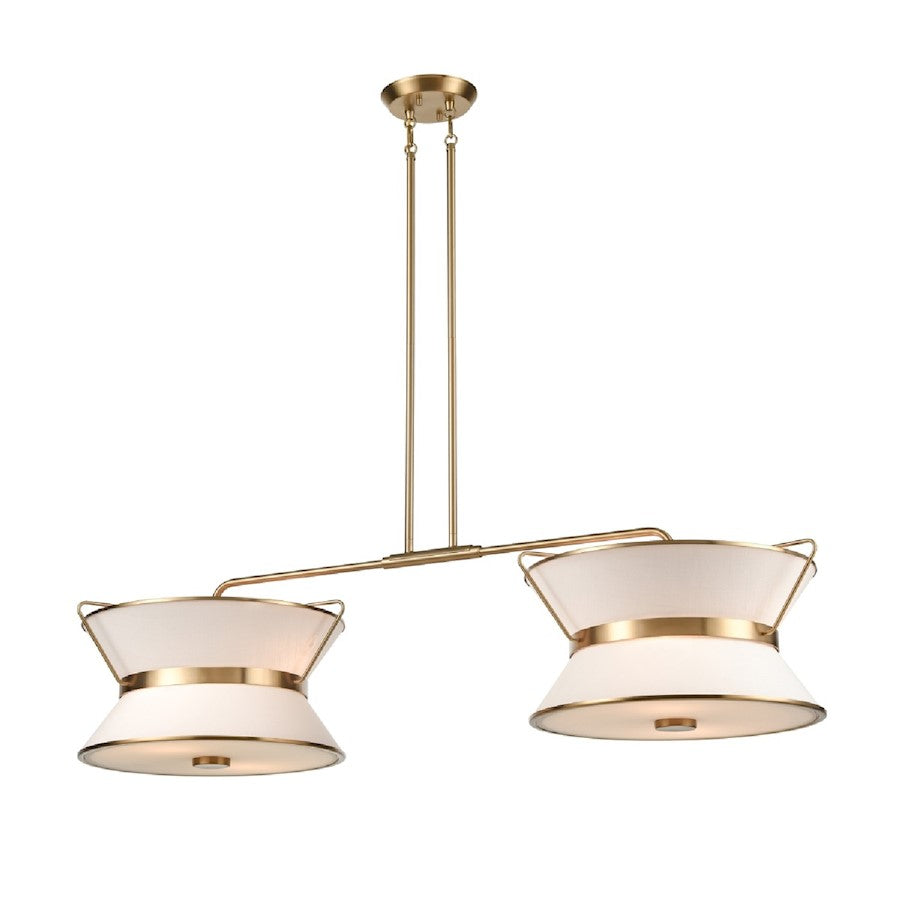 Artcraft Layla 8 Light Linear Island, Brushed Brass/White - AC11834BB