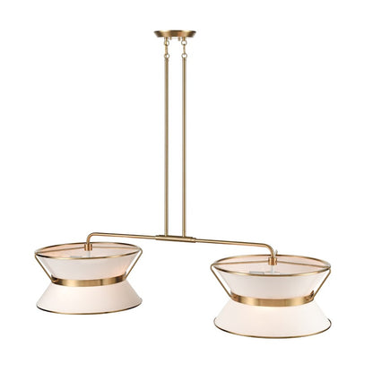 Artcraft Layla 8 Light Linear Island, Brushed Brass/White