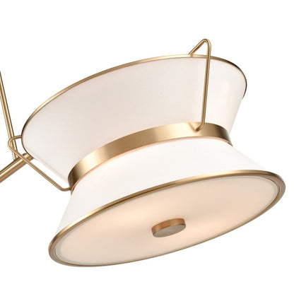 Artcraft Layla 8 Light Linear Island, Brushed Brass/White