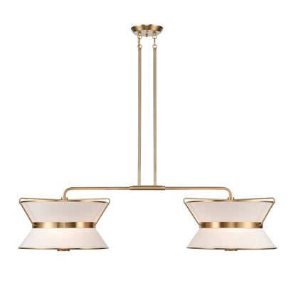 Artcraft Layla 8 Light Linear Island, Brushed Brass/White