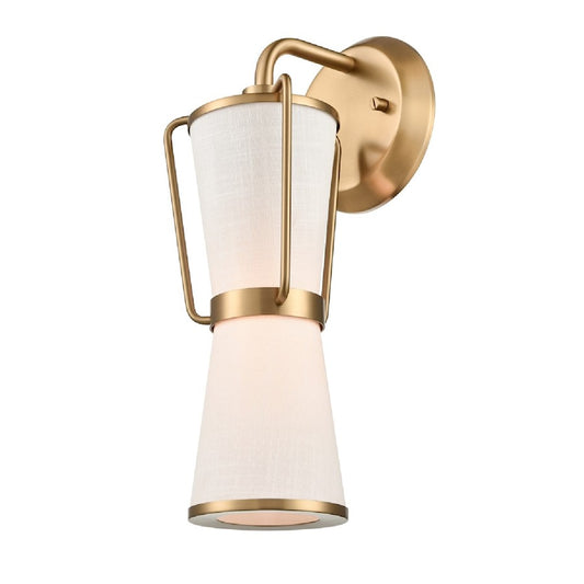 Artcraft Layla 1 Light Wall Sconce, Brushed Brass/White - AC11837BB