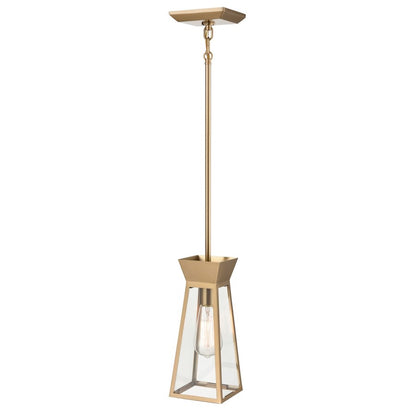 1 Light Pendant, Brushed Brass/Clear