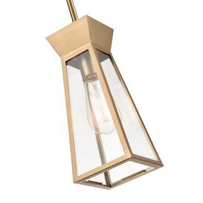 1 Light Pendant, Brushed Brass/Clear