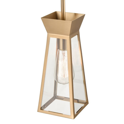 1 Light Pendant, Brushed Brass/Clear