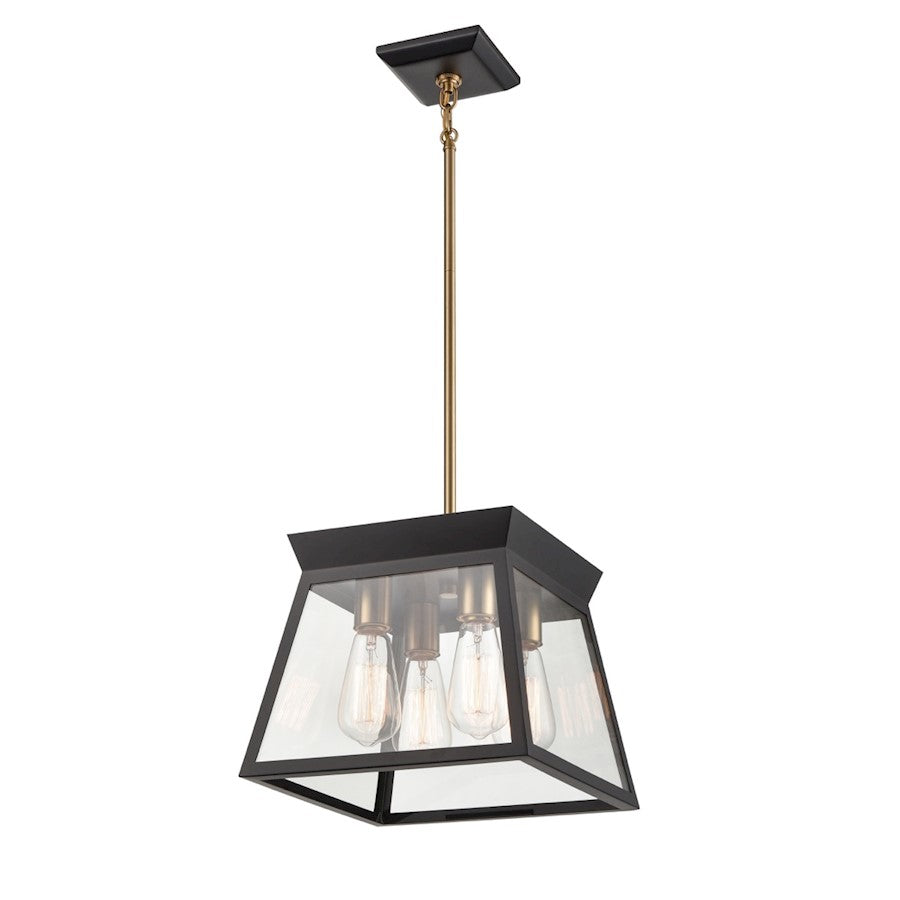 Artcraft Lucian 12" Diameter 4 Light Chandelier, Black/Brass/Clear - AC11851BK