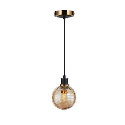 Artcraft Gem 1 Light Pendant, Black/Brushed Brass/Amber - AC11870AM