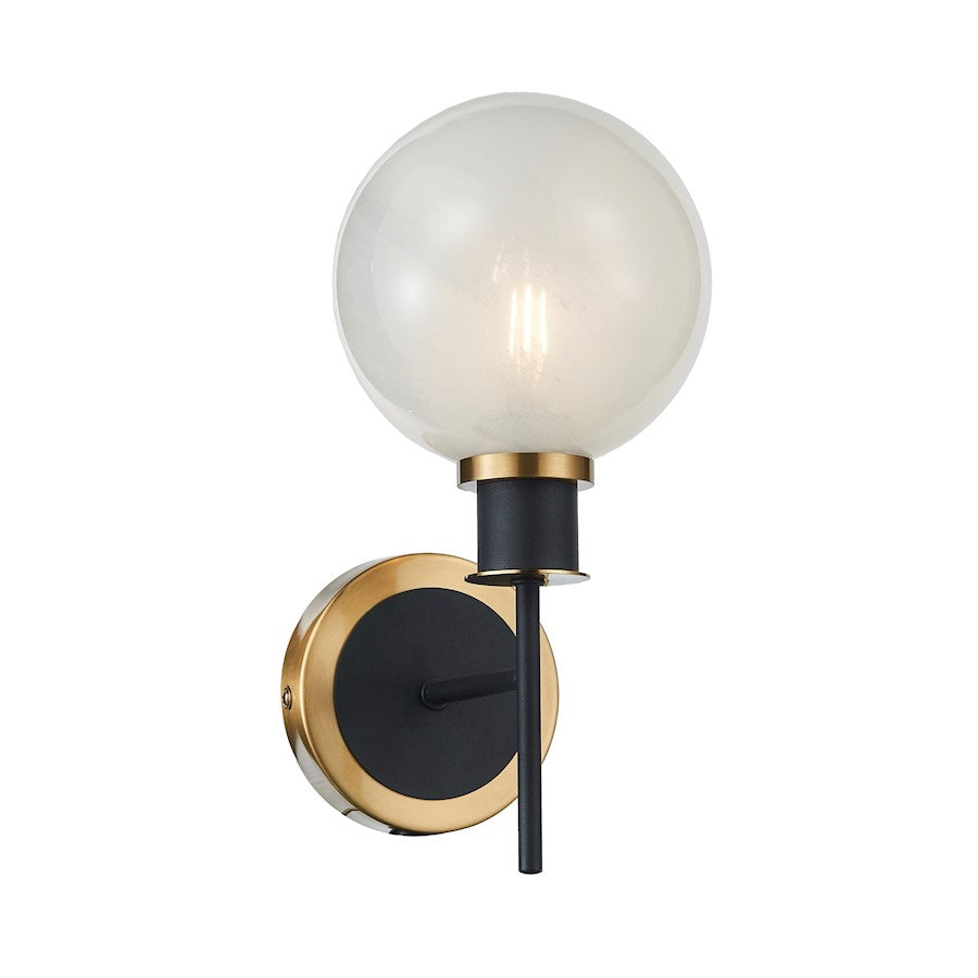 Artcraft Gem 1 Light Sconce, Black/Brushed Brass/Blizzard - AC11871SW