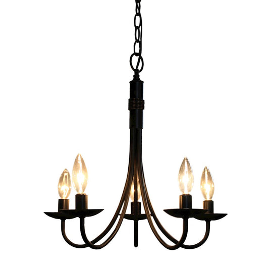 Artcraft Wrought Iron 5 Light 18" Chandelier, Black - AC1785EB