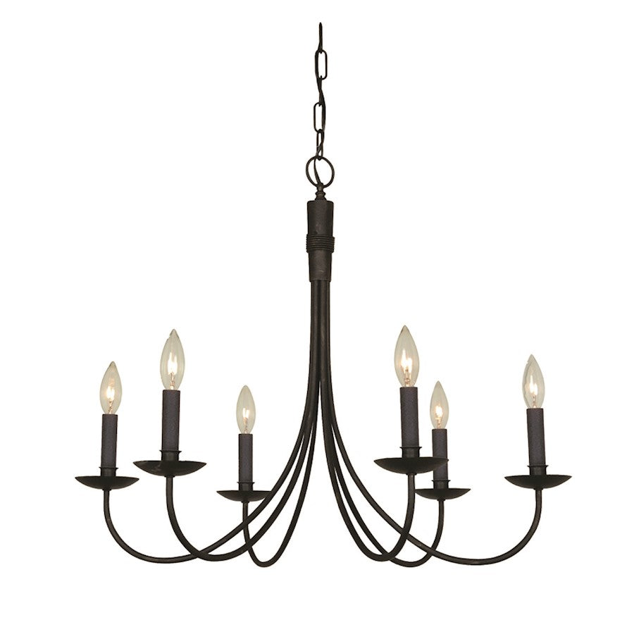 6 Light Chandelier, Black