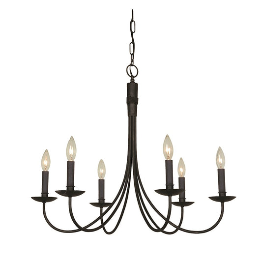 6 Light Chandelier, Black