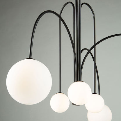 6 Light Chandelier, Matte Black