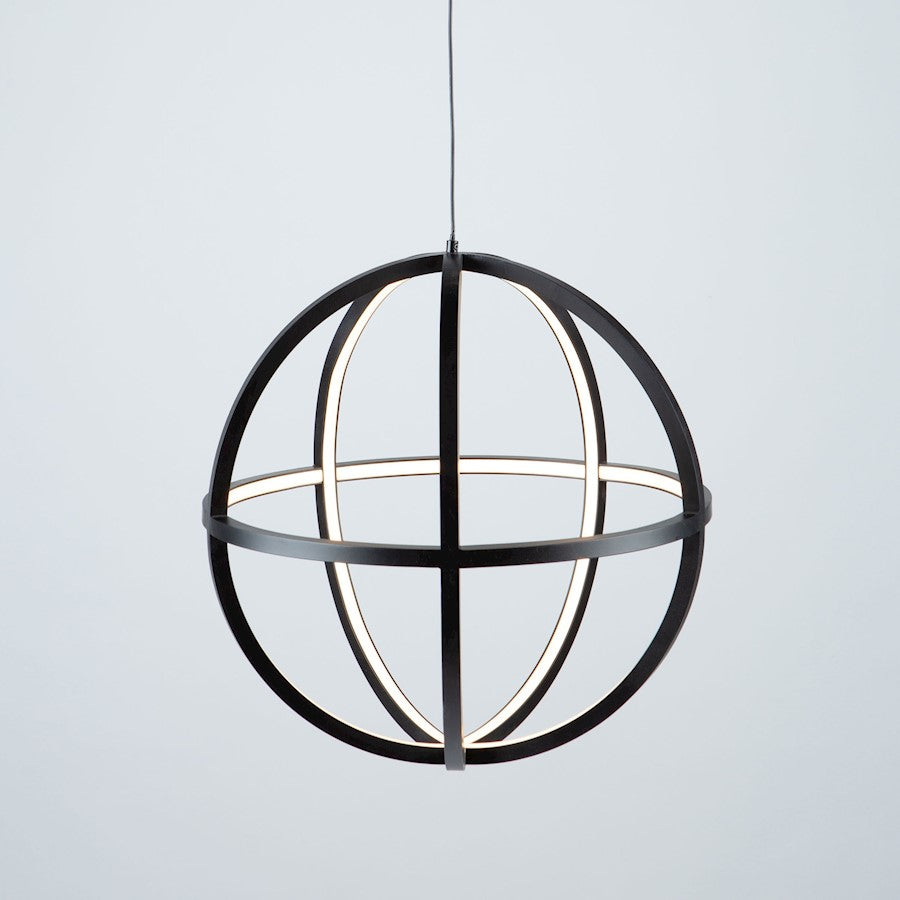 4 Light LED Orb Chandelier, Matte Black