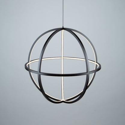 4 Light LED Orb Chandelier, Matte Black