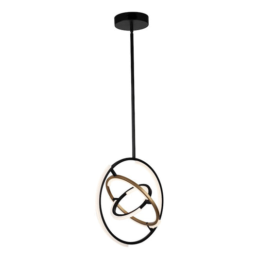 Artcraft Trilogy 17" Integrated LED Pendant, Black/Brass - AC6740BB