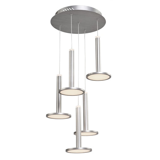 Artcraft Aurora 5 Light Chandelier, Brushed Aluminum - AC7556