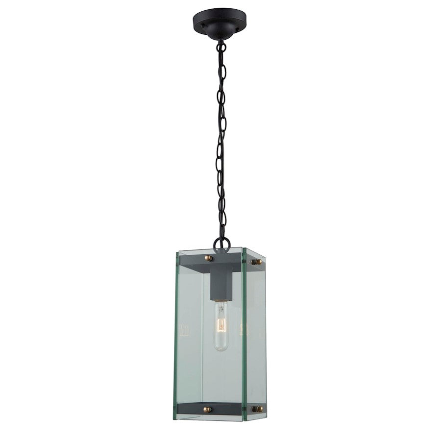 Artcraft Bradgate 1 Light 19" Outdoor Pendant, Black/Harvest Brass - AC8145BK