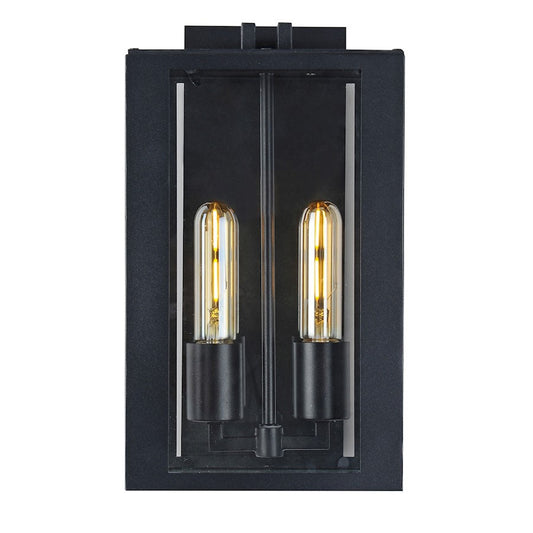 Artcraft Waterville 12" 2-Light Exterior Wall Light, Matte Black - AC8790BK