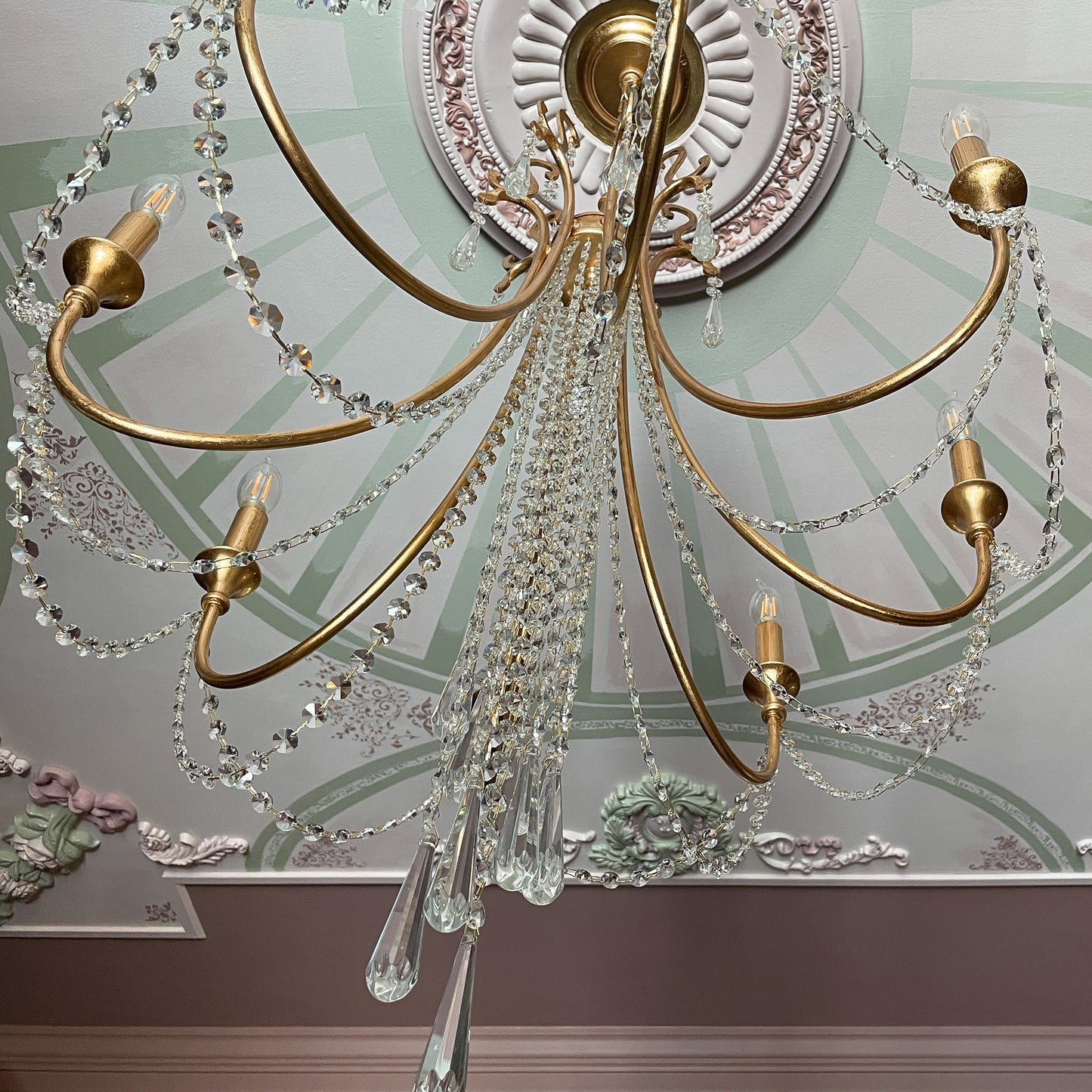 Arcadia Chandelier, Antique Gold