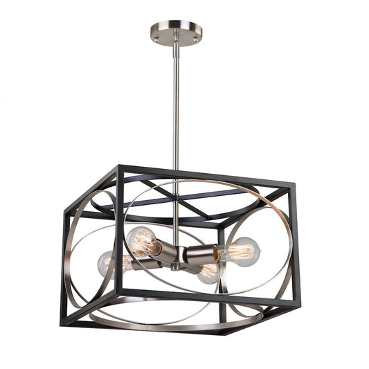 Artcraft Corona 4 Light 10" Chandelier, Black & Polished Nickel - CL15094