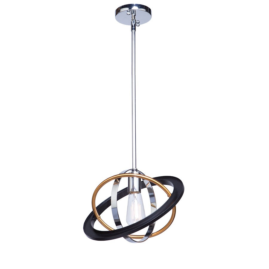 Artcraft Cosmic 1 Light 13" Pendant, Dark Bronze, Chrome, Satin Brass - CL15111