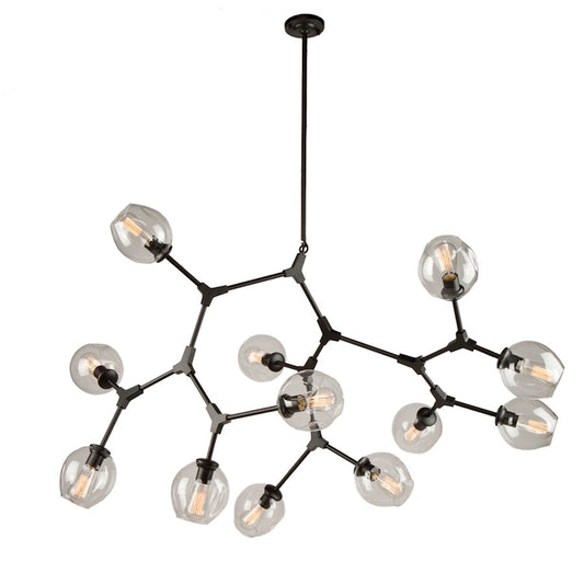 Artcraft Organic 12 Light 46" Chandelier, Black - JA14022BK