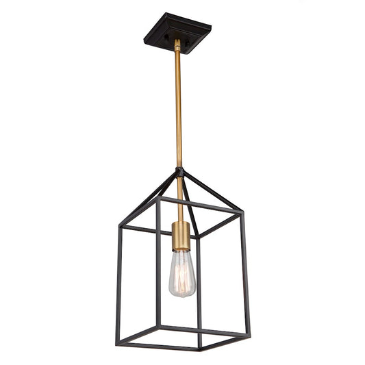 Artcraft Twilight 1 Light 15" Chandelier, Matte Black/Harvest Brass - SC13071