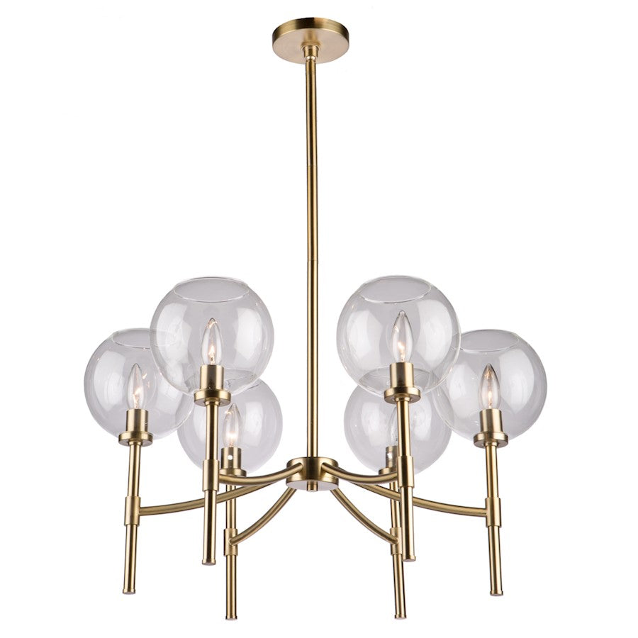 Artcraft Hamilton 6 Light 15" Chandelier, Satin Brass - SC13126SB