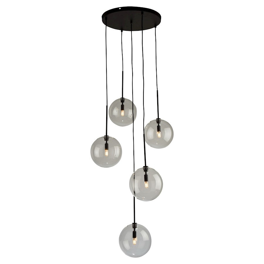 Artcraft Pinpoint 5 Light Pendant, Black/Clear - SC13195BK