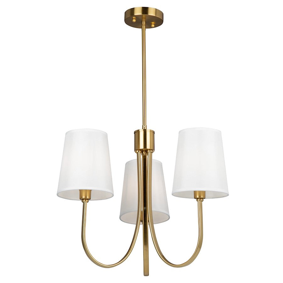 Artcraft Rhythm 3 Light Chandelier, Brushed Gold/White - SC13333BG