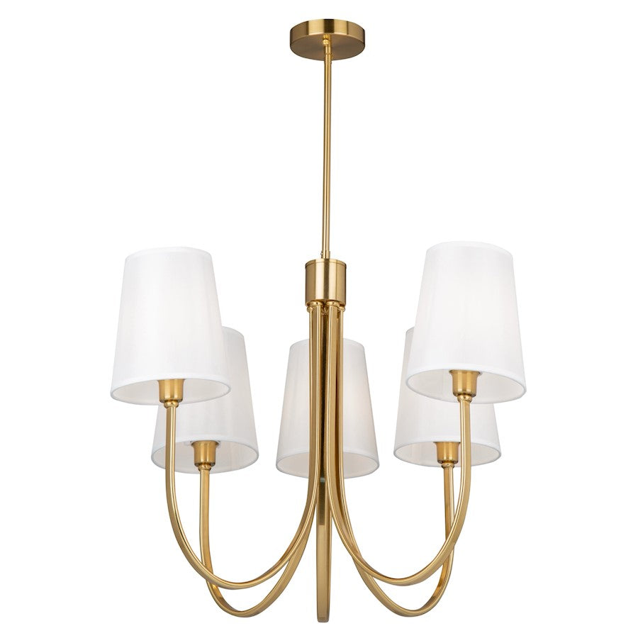 Artcraft Rhythm 5 Light Chandelier, Brushed Gold/White - SC13335BG