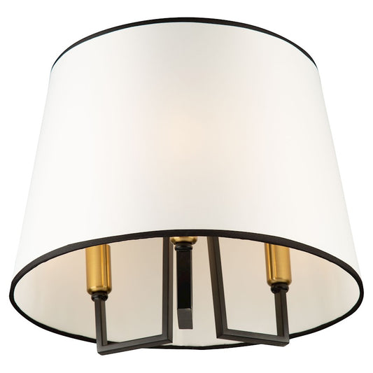 Artcraft Coco 3 Light Semi-Flush Mount, Black/Gold/White - SC13344BK