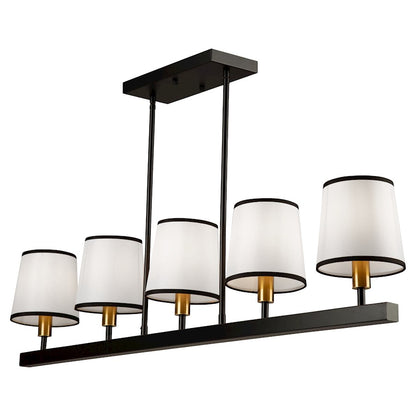 Artcraft Coco 5 Light Island Light, Black/Gold/White