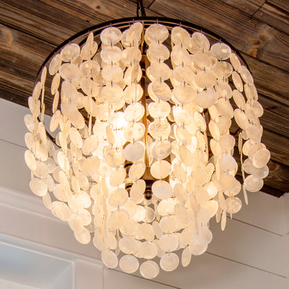 Brielle Capiz Shell Chandelier, Dark Bronze