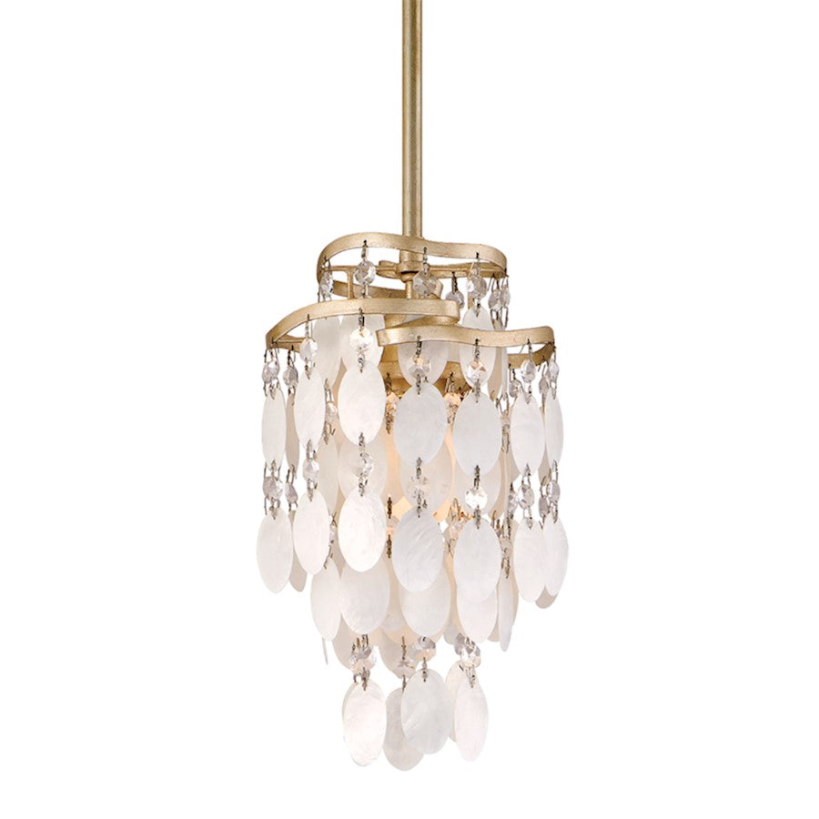 Corbett Lighting Dolce 1 Lt Mini Pendant, Champagne/Capiz/Crystals - 109-41-CPL