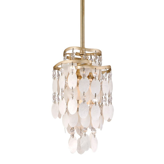 Corbett Lighting Dolce 1 Lt Mini Pendant, Champagne/Capiz/Crystals - 109-41-CPL